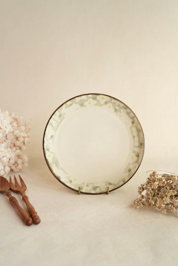 Makiko Sato 佐藤牧子- Green Mixed Pattern Round Plate MS04