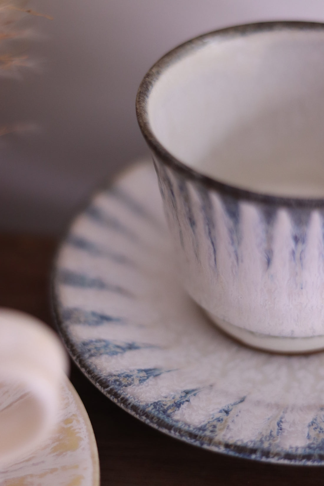 Seto Ware Running Glaze Coffee Cup and Saucer Set