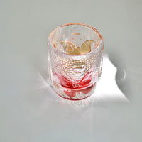 Edo Kiriko Whisky Glass Rock Glass "Butterfly" Yellow/Red by Junichi Nabetani, Master of traditional crafts