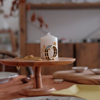 Natural Wood Pedestal Plate Cake Stand