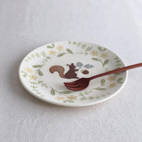 Buncho Pottery 7寸/Plate of squirrels and acorns