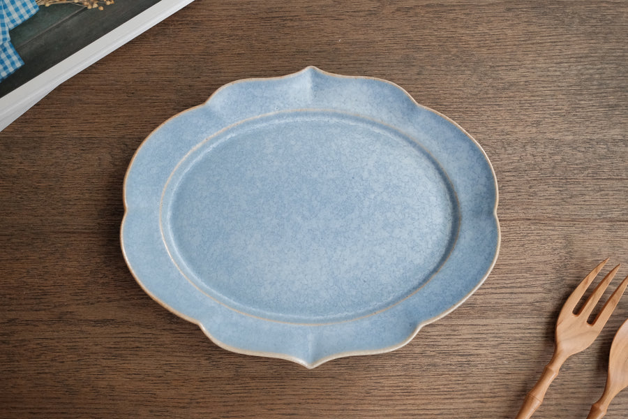 Norio Nakabayashi 中林範夫 Large Oval Plate - Blue NN08