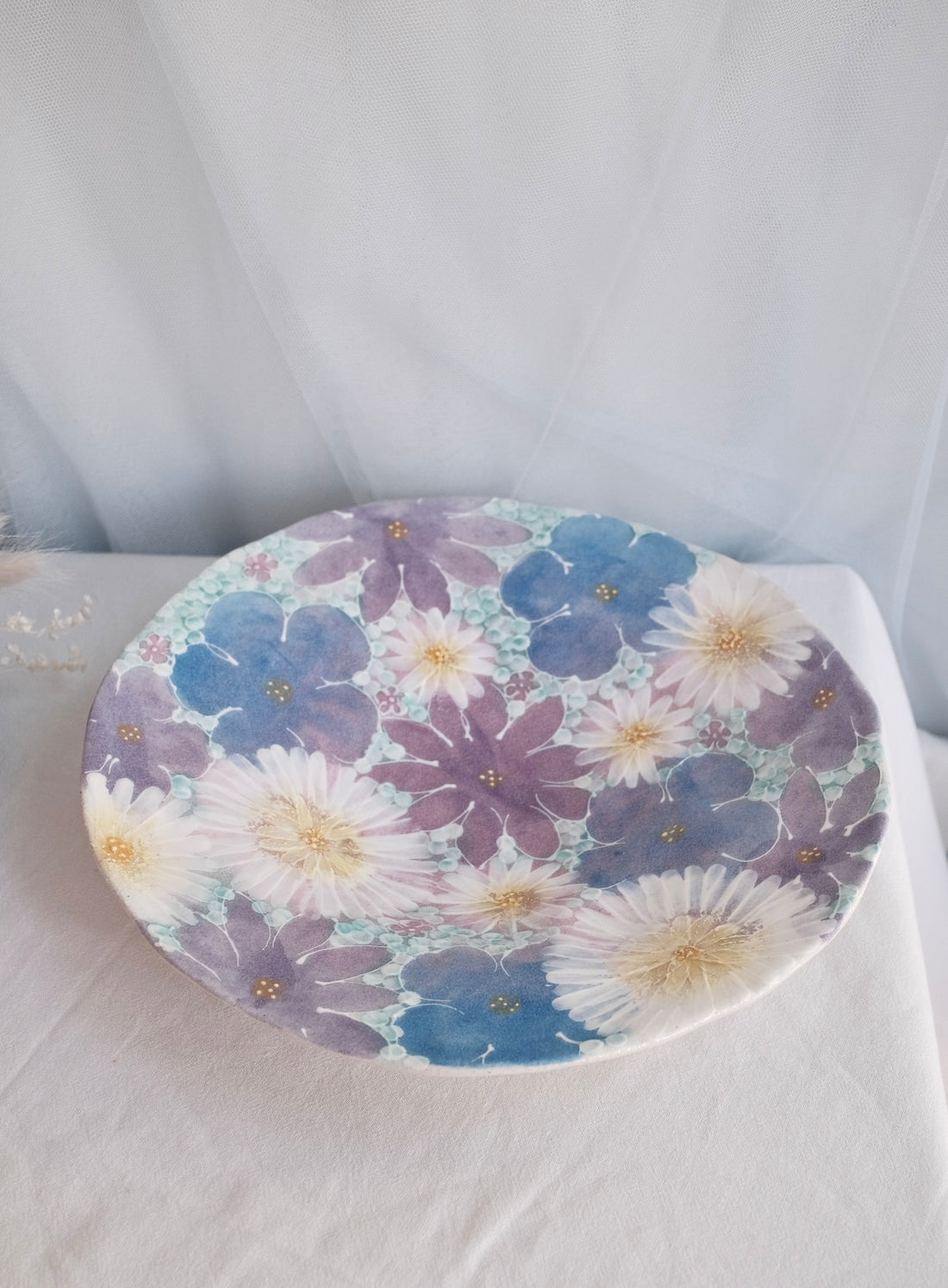 Seto Ware Flower Purple Pasta Plate