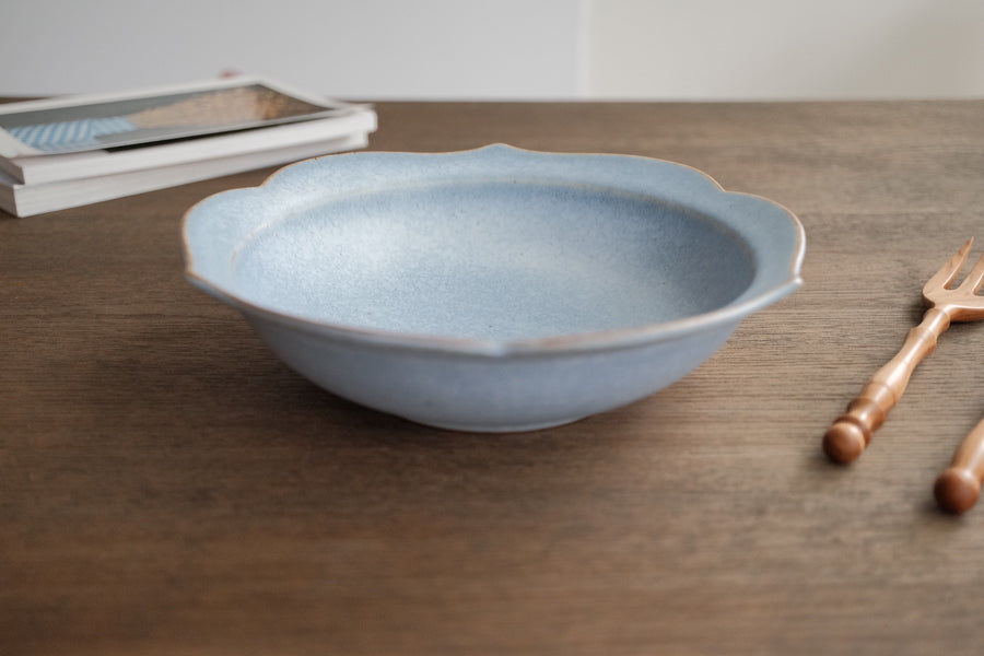 Norio Nakabayashi 中林範夫 Floral Shaped Deep Plate - Light Blue NN03