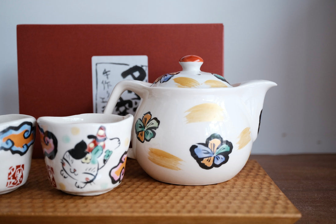 夕立窯 Japanese Style Tea Set - Fortune and Cat
