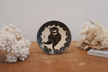 Tomoko Kubo コンガリ舍 Bear Plate Black and White TK14