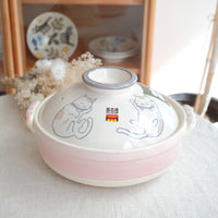 Donabe Banko Ware No.8 Smiling Cat Clay Pot