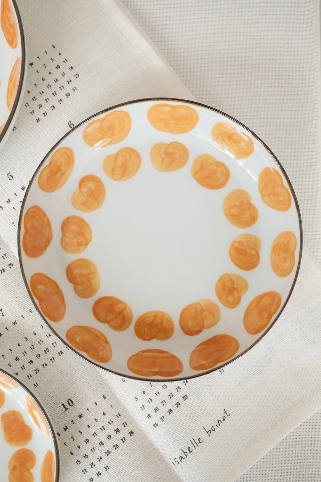 HASAMI Hand-painted Orange Heart Round Plate Collection
