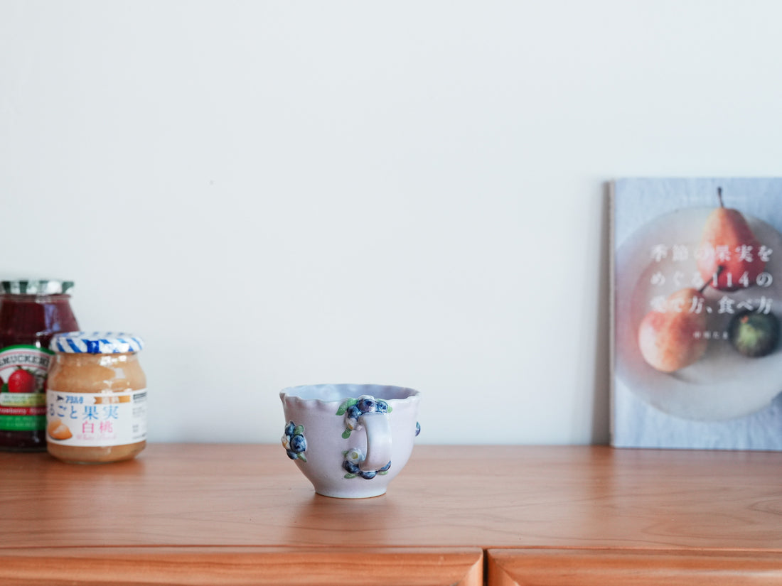 Aiko Miura 三浦愛子 Blue Berry Mug with Rectangle Plate - Purple AM08