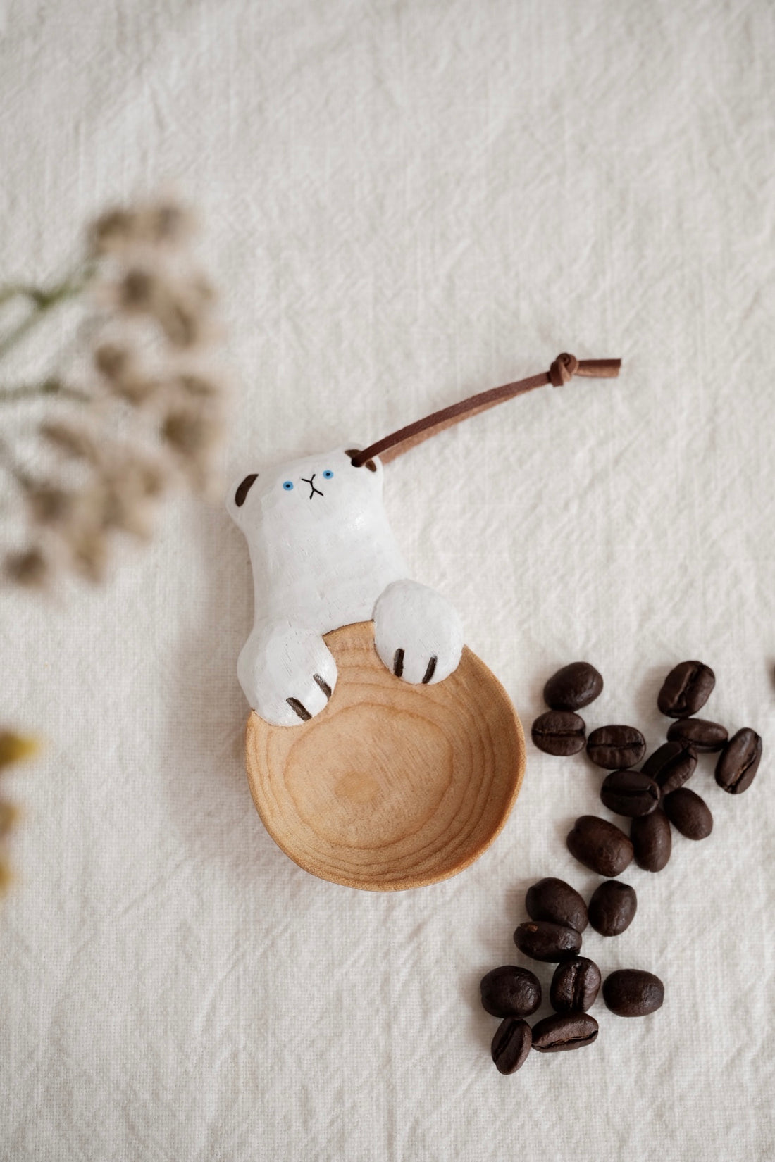 Kumiko Nakamura 星屑制作所 Wood Coffee Spoon - White Bear H12