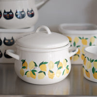 Plune Enamel Two-Handed Pot - Lemon