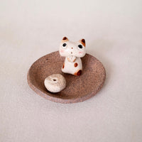 Japanese Clay Animals Incense Holder - Cat Collection