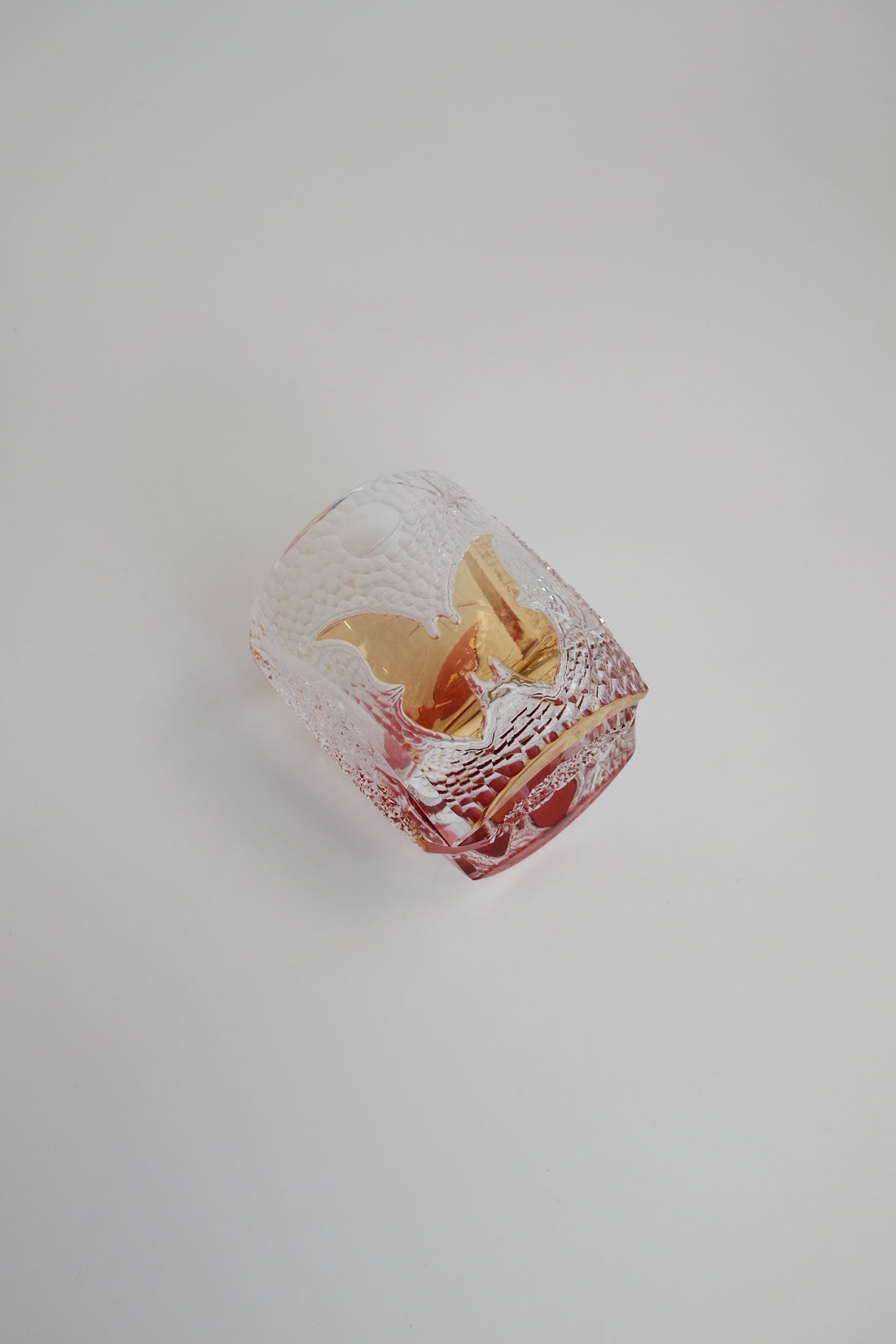 Edo Kiriko Whisky Glass Rock Glass "Butterfly" Yellow/Red by Junichi Nabetani, Master of traditional crafts