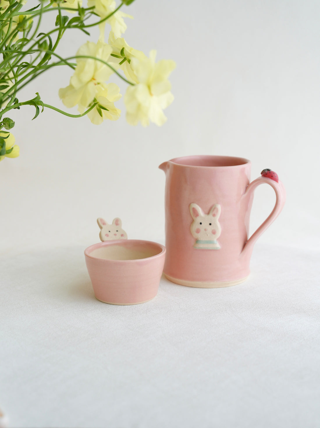 Fumiko Kondo 近藤布美子 - Pink Rabbit Large Jug FK28