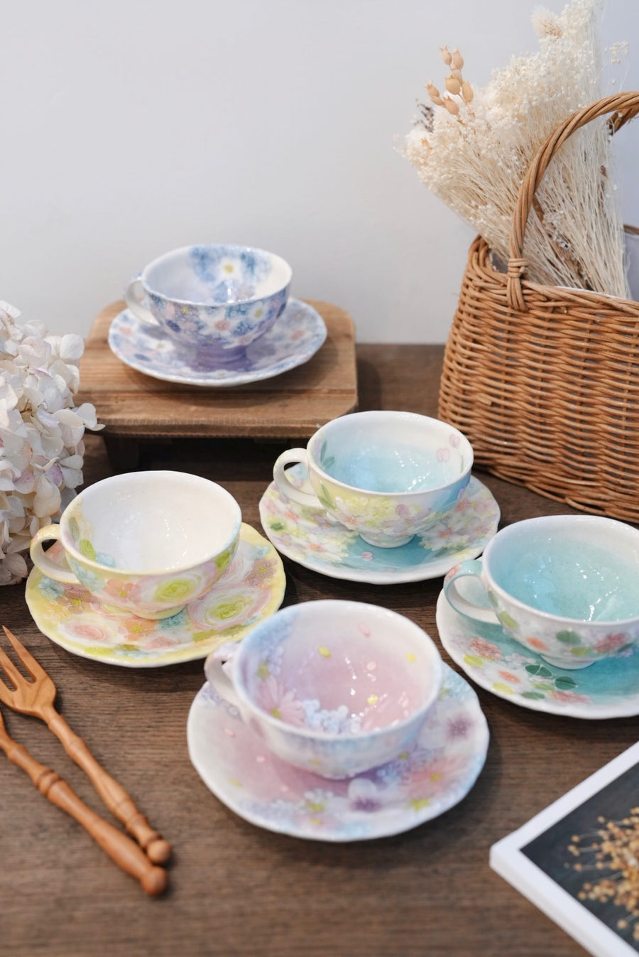 Seto Ware Flower Coffee Cup With Saucer