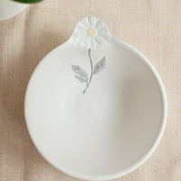 Mashiko Pottery Yoshizawa White Flower Bowl