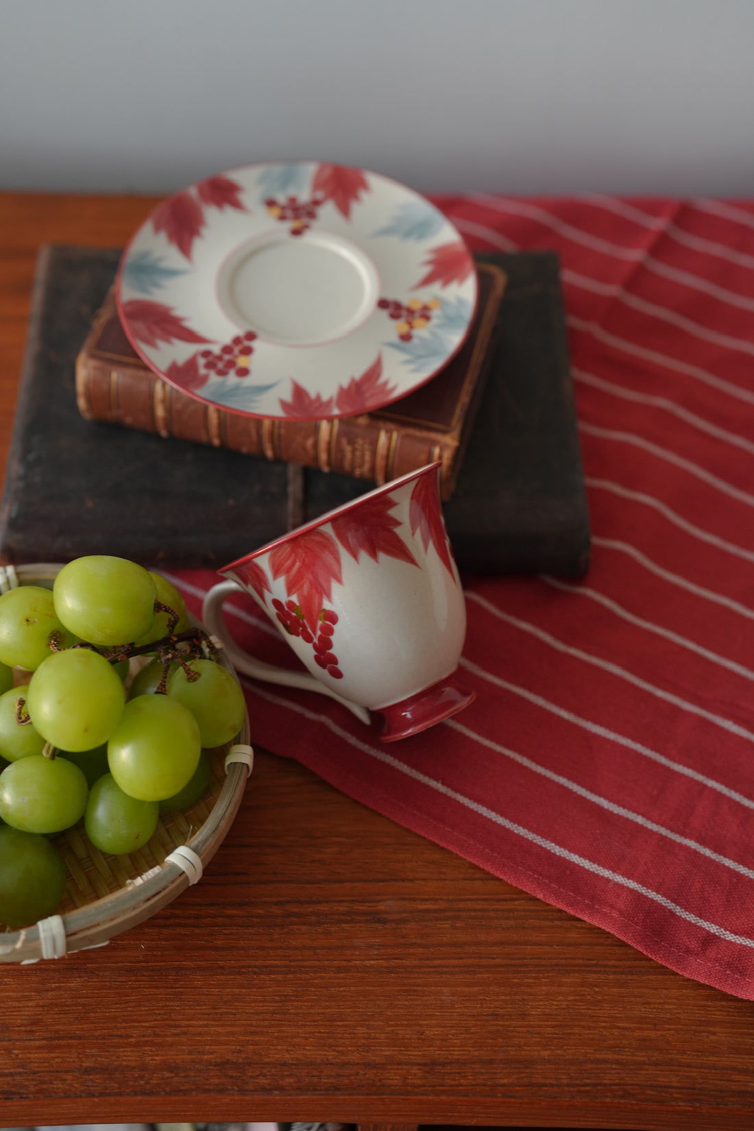 SiShuang Red Grape Coffee Cup w Saucer Set