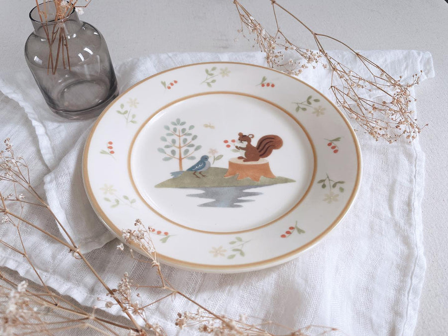 Buncho Pottery 7寸/Squirrel and bird pasta dish