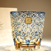 Kagami Crystal - Whisky Glass, Edo Kiriko Kasaneirome "Ogiku (chrysanthemum in abundance)" by Junichi Nabetani