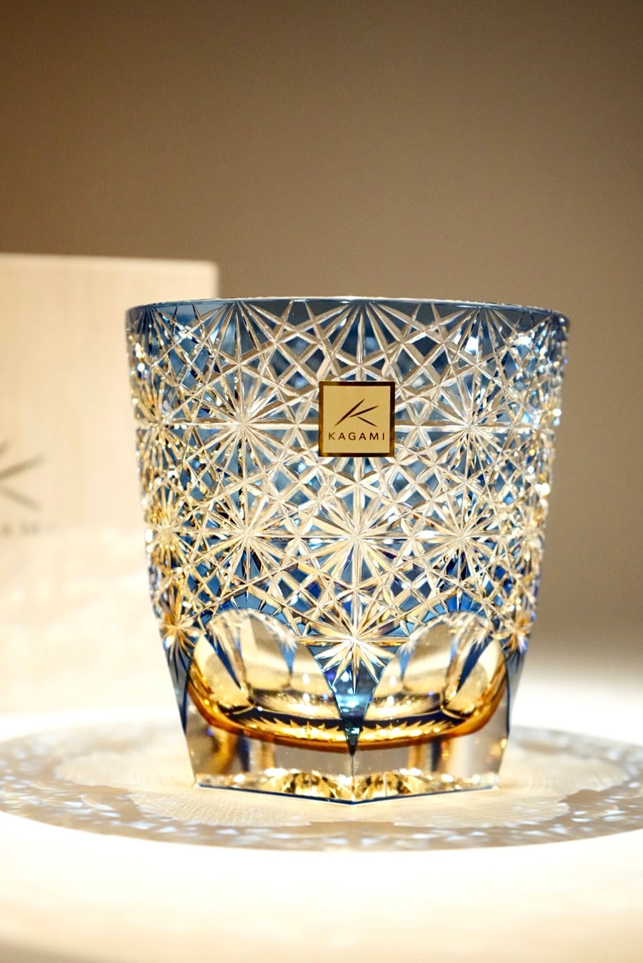 Kagami Crystal - Whisky Glass, Edo Kiriko Kasaneirome "Ogiku (chrysanthemum in abundance)" by Junichi Nabetani