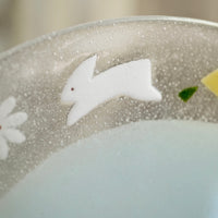 Fuji Glass Studio Blue Rabbit Lemon Flower Plate 18cm