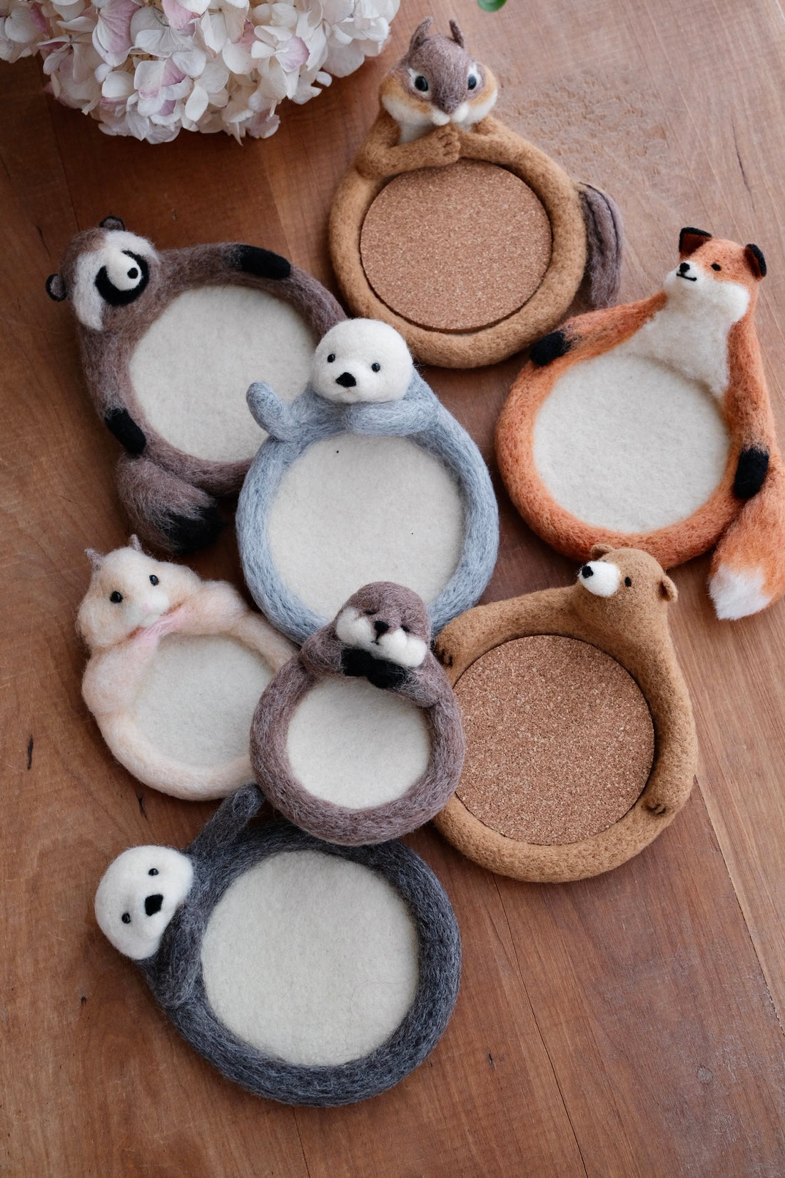 Aya and Yoshiko Wool Felt Animal Coaster - Brown Bear YS03
