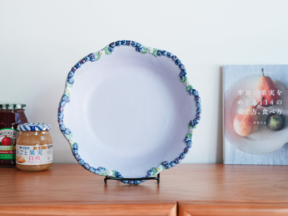 Aiko Miura 三浦愛子 Blue Berry Flower Edge Deep Plate AM01