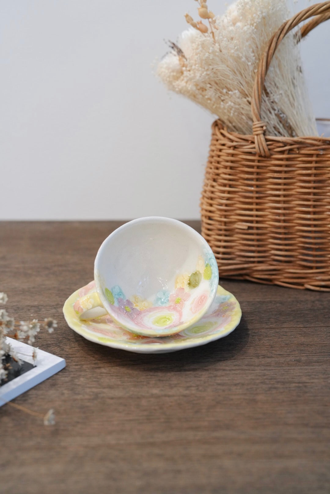 Seto Ware Flower Coffee Cup With Saucer