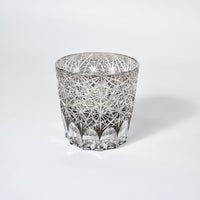 Edo Kiriko Whisky Glass Rock Glass "Large Chrysanthemum" Black by Junichi Nabetani, Master of traditional crafts
