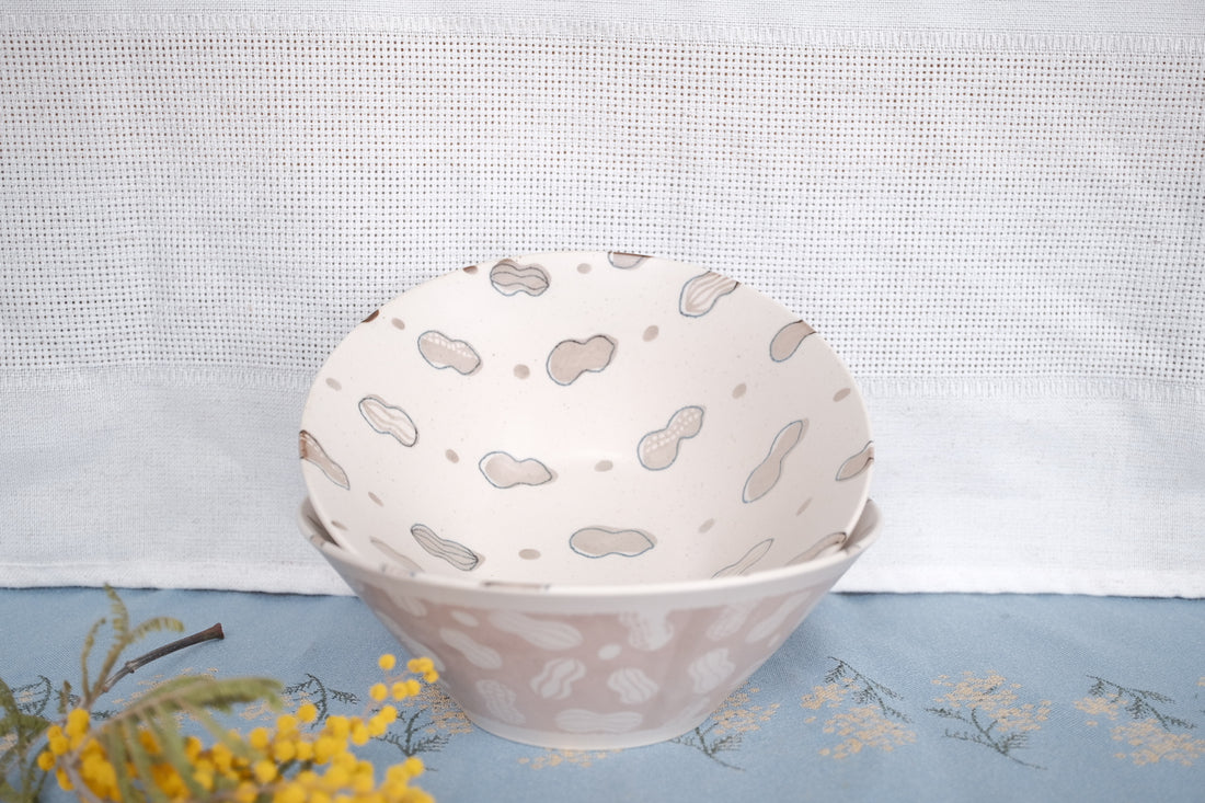 Minoware Ramen Bowl Flowers & Peanuts