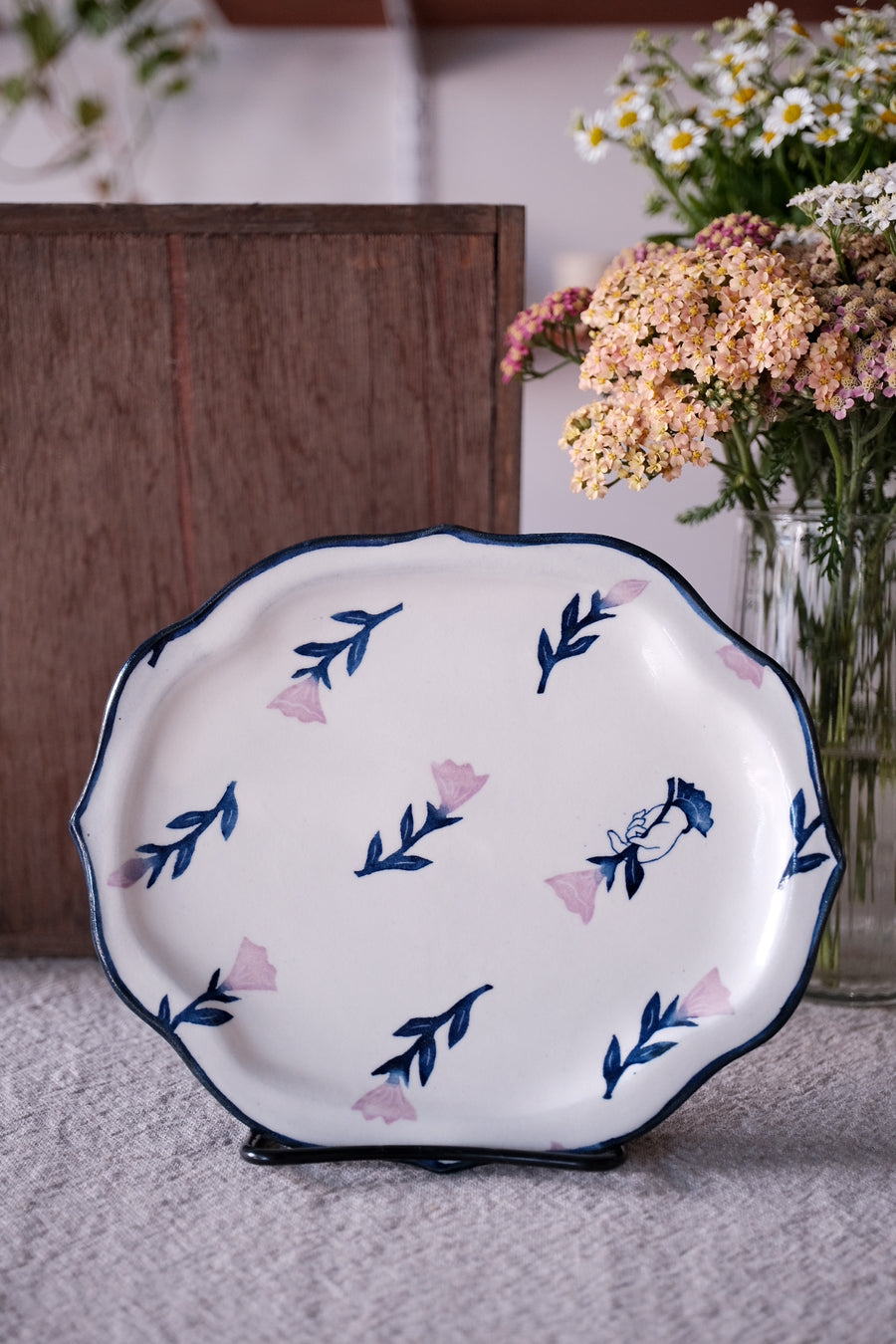 Nakagaki Tomoko Kohiki Hand Painted Flower Shaped Plate  - KP5 #1