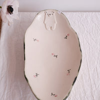 Tsubouchi Mayumi 坪内真弓 Oval Plate MT07 - White Bear