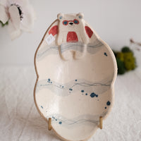 Tsubouchi Mayumi 坪内真弓 Bear Shaped Oval Mini Plate MT05 - Swimming Bear