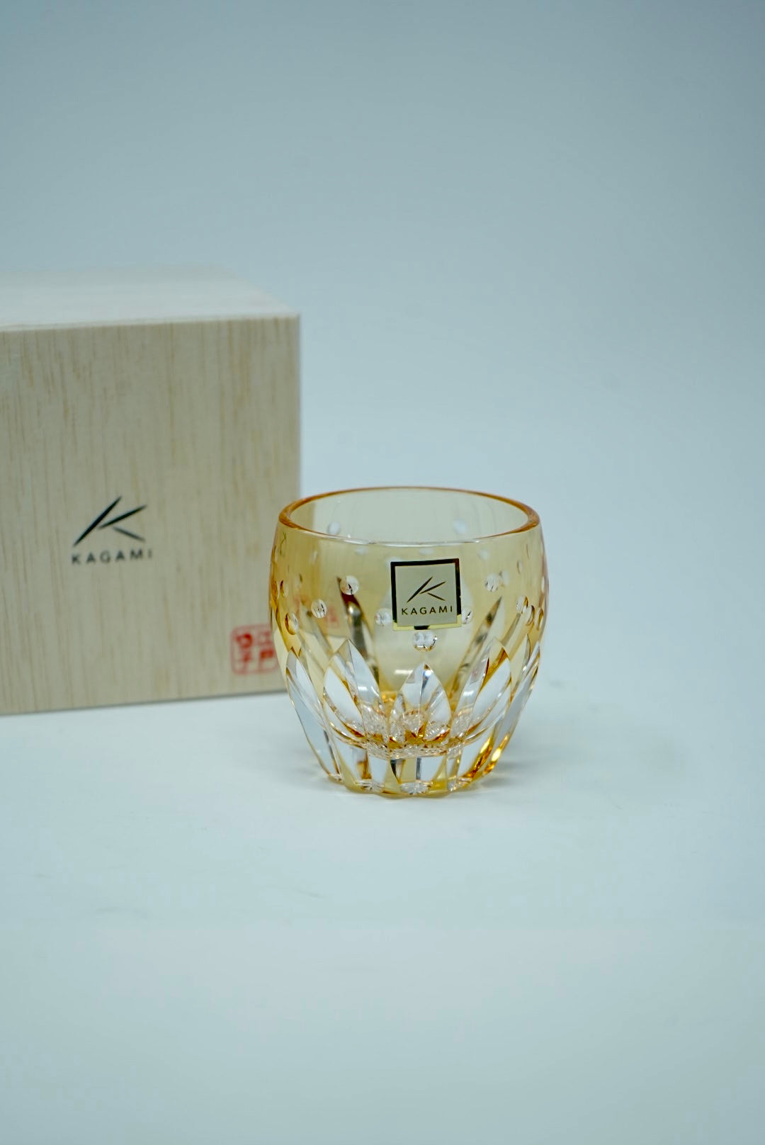 Kagami Crystal - Sake Glass, Edo Kiriko "Sunflower" By Satoshi Nabetani