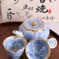 Arita Ware Peony Teapot and teacups gift set - Blue