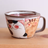 Hasami Arita ware Friendly Cat Large Mug Soup Mug