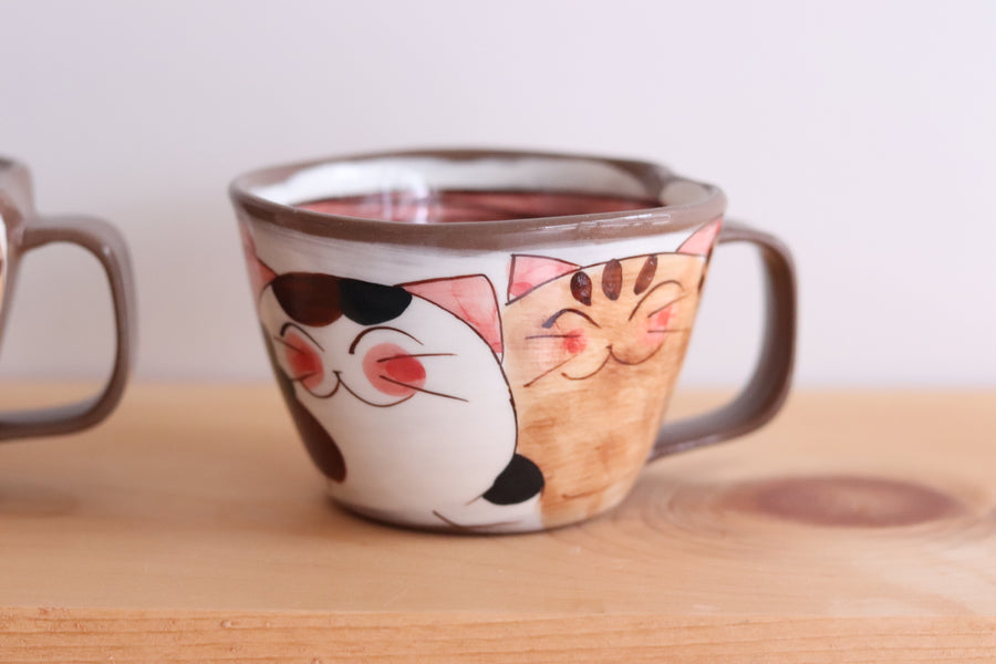 Hasami Arita ware Friendly Cat Large Mug Soup Mug