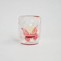 Edo Kiriko Whisky Glass Rock Glass "Butterfly" Yellow/Red by Junichi Nabetani, Master of traditional crafts