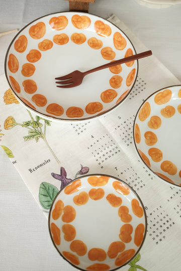 HASAMI Hand-painted Orange Heart Round Plate Collection