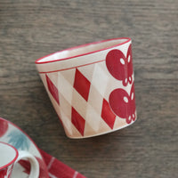 SiShuang Red Checked  with Butterfly Coffee Cup