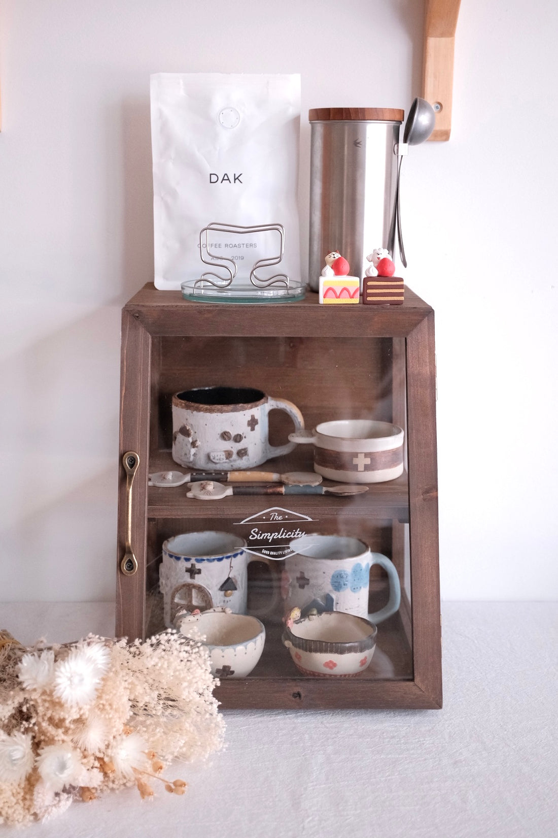 Natural Wood Storage Display Rack - Dark