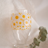 Aderia Glass Pedestal Cups - Yellow Flower