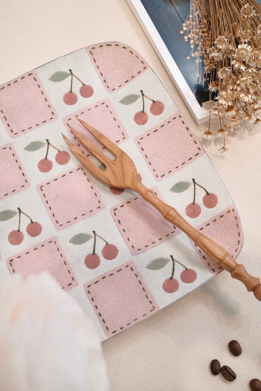 Kei Mitsumochi ミツ持啓 Rectangle Plate - Checked Pattern Red Cherry KM18