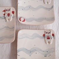 Tsubouchi Mayumi 坪内真弓 Bear Square Plate MT12 - Swimming Bear