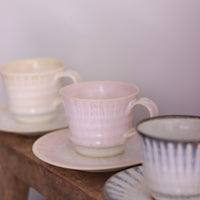 Seto Ware Running Glaze Coffee Cup and Saucer Set