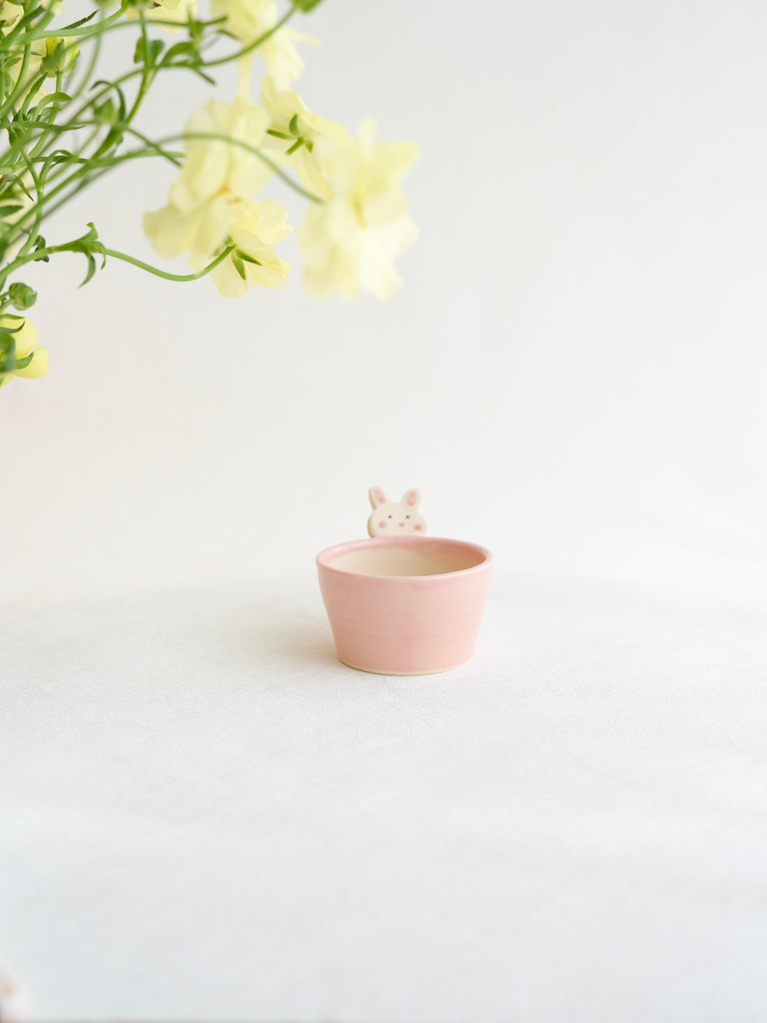 Fumiko Kondo 近藤布美子 - Pink Rabbit Dipping Dish with Handle FK27