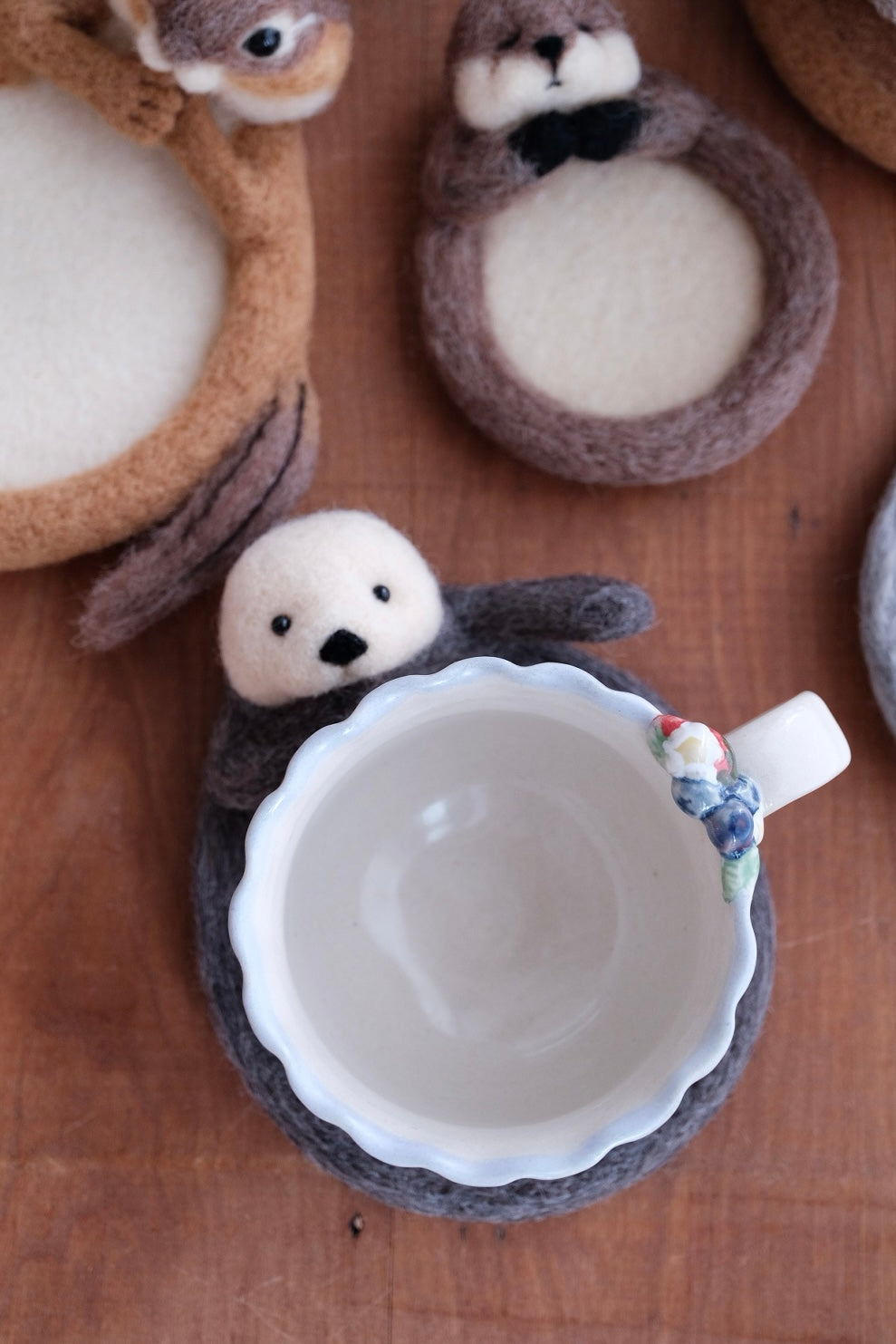 Aya and Yoshiko Wool Felt Animal Coaster - Otter YS08
