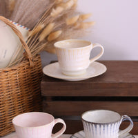 Seto Ware Running Glaze Coffee Cup and Saucer Set