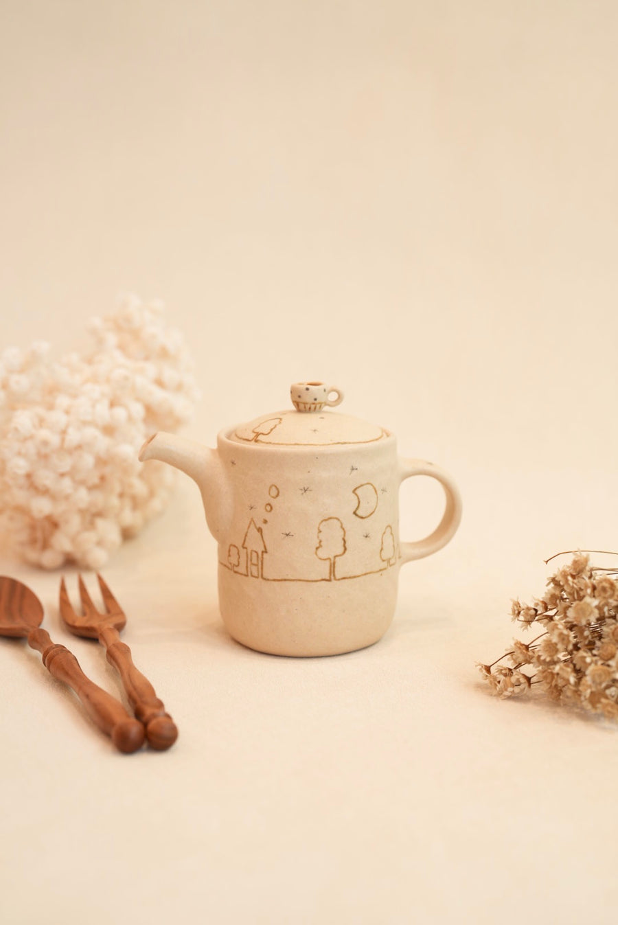 Chiho Yoshida 穗屋工房 Tea Pot with Coffee Deco Lid - CY28