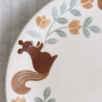 Buncho Pottery 7寸/Plate of squirrels and tulips